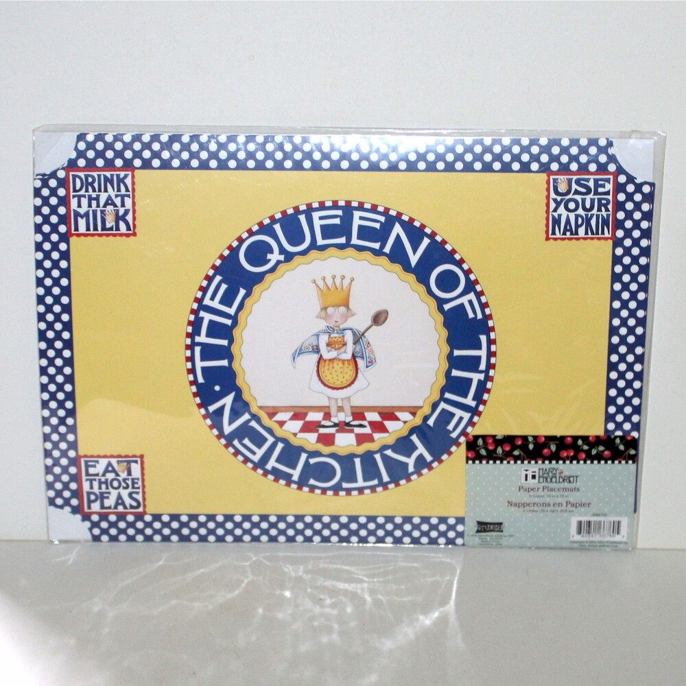 Mary Engelbreit Set 6 Paper Placemats Queen Of The Kitchen 2009 NEW Sealed